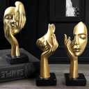 3 Pcs Thinker Statue,Modern Home Resin Sculptures,Collectible Figurines for Home Office Bookshelf Desktop Decor(Golden)