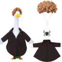 Aliceset Christmas Home Bandits Porch Goose Outfit Set Funny Movie Porch Goose Costume Include Coat Brown Afro Wig and Spider for 23'' Statue Patio Garden Decoration