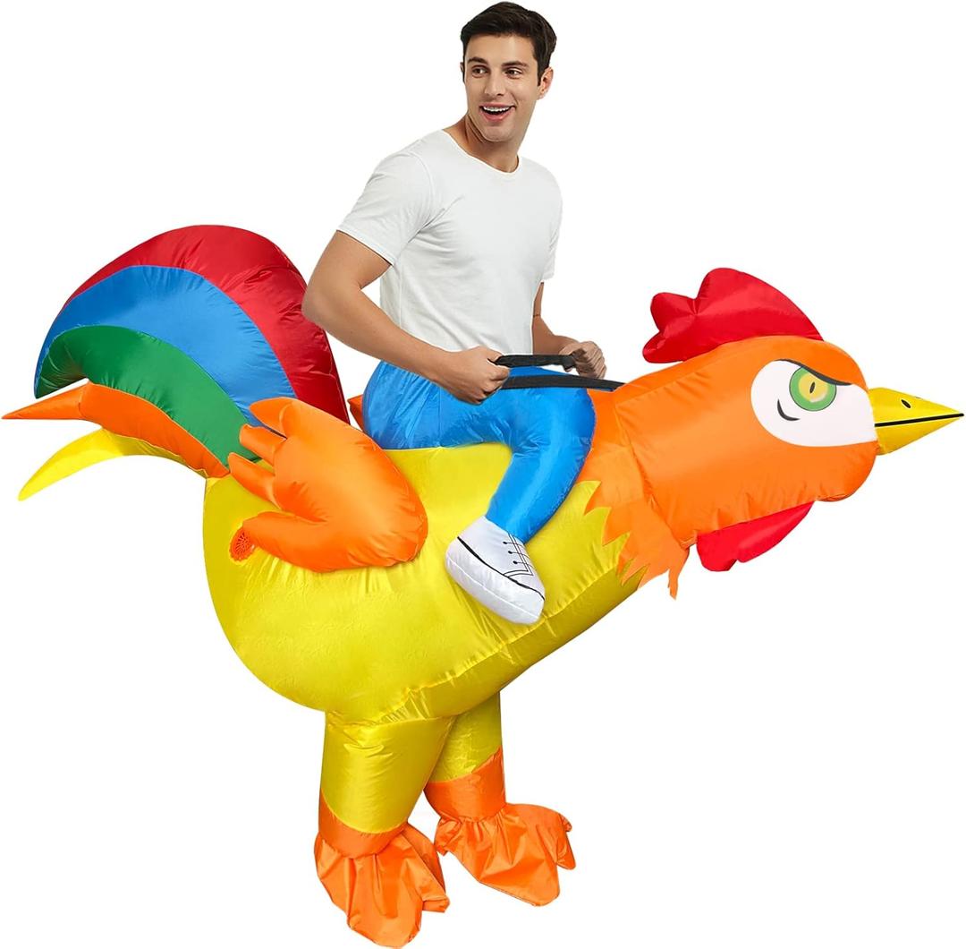 Stegosaurus Inflatable Costume Adult Ride On Chicken Costume Funny Halloween Costumes For Men Women Rooster Blow up Costumes