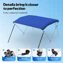 Bimini Tops for Boats, 3 Bow/4 Bow Bimini Tops, 900D Marine Grade Canvas Boat Canopy with Aluminum Alloy Frame, Waterproof UV-Resistant, Includes 4 Straps 2 Rear Support Poles