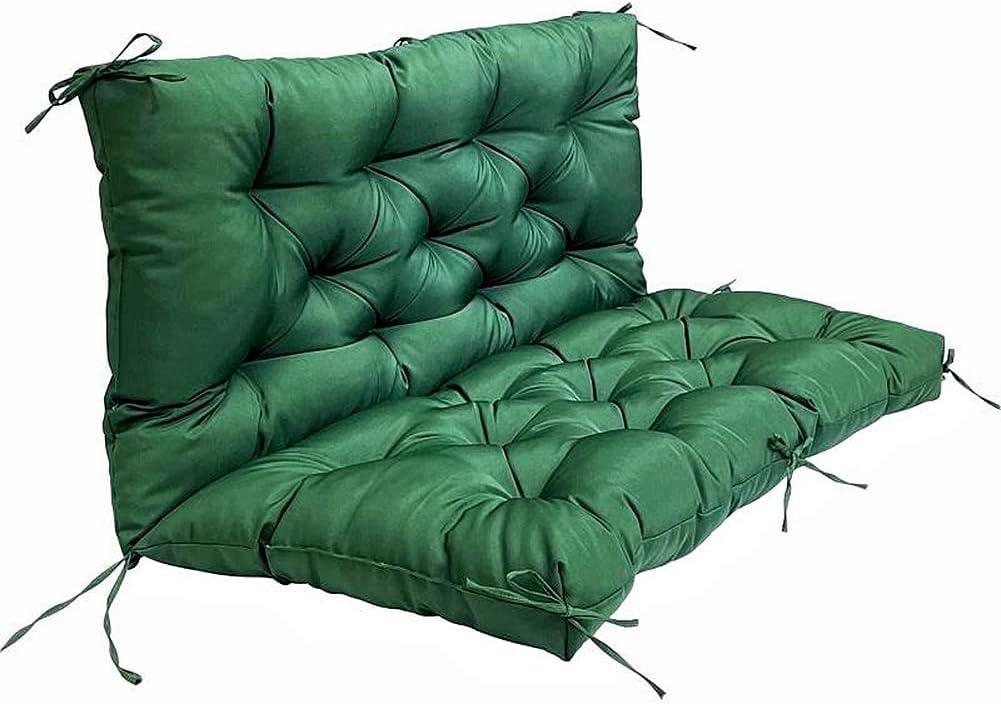 Srutirbo Outdoor Swing Replacement Cushions 3 Seater, Waterproof Porch Swing Cushions with Backrest, 40"x40", for Garden Patio Furniture (Dark Green)