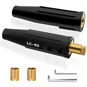 LC-40 Welding Lead Connector, Welding Cable Quick Connectors, Male & Female Welding Connectors for Welding Machine Accessories, 1/0 and 2/0 Welding Lead Size Capacity, 350 Amp Max Rating (Black 1 Pair)