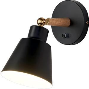 ClanKin Wall Sconces Lighting Fixture, Bedside Wall lamp for Industrial Bedroom, Bathroom Sink Lighting for Bedroom Hallway Living Room(1Pack-Black with On-Off Swtich)