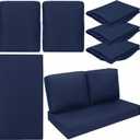 Wenqik 3 Pcs Waterproof Cushion Covers(Not Includes Cushion) 48'' x 24'' Outdoor Patio Furniture Seat Covers Fade Resistant Replacement Slipcover with Zipper for Outside Couch Swing Sofa(Navy Blue)