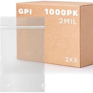 GPI - 1000 Count, 2" x 3" Clear Plastic Resealable Zip Bags, Bulk 2 Mil, Strong & Durable Poly Baggies with Resealable Zip Top Lock for Travel, Storage, Packaging & Shipping