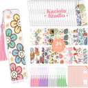 Kaciola 24 PCS Acrylic Bookmark Blanks with 24PCS Flowers Theme UV DTF Stickers and 4 Colors Tassels,Blank Bookmarks UV DTF Transfers Stickers for DIY Crafts Hanging Tag Gift Bookmarks DIY