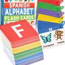 Spanish Alphabet Flash Cards - Thick ABC Flash Cards for Kids Ages 3-6 - Lowercase & Uppercase Letter Recognition Learning Game