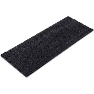 Tafts Striped Chenille Bathroom Rugs and Mats Sets, Ultra Soft Chenille Microfiber, Absorbent Non-Slip Machine Washable Bath Rugs, Bath Mat for Bathroom, Shower Mat & Tub, 24"x60", Midnight Black