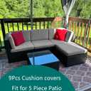 Outdoor Cushion Covers Replacement 10 Pcs Patio Cushion Covers fit for 4-Seater Wicker Rattan Sectional Couch Sofa Outdoor Cushion Slipcovers Set Seat and Back Cover Only, Grey Heather