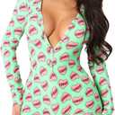 RUEWEY Women V-Neck Shorts Jumpsuit One Piece Bodysuit Pajama Long Sleeve Bodycon Rompers Overall