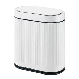 Bathroom Sensor Trash Can with Lid Automatic 2 Gallon Smart Garbage Can, 7.5 Liter Slim Small Trash Bin, Motion Sensor Waterproof Wastebasket for Office, Bedroom, Bathroom, White Black