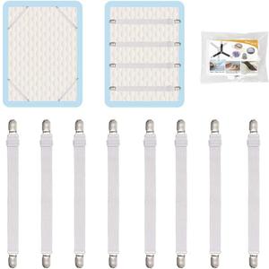 8Pcs Adjustable Bed Sheet Straps Clips, Elastic Mattress Sheet Fasteners Holder and Suspenders, Grippers to Hold Sheet, Mattress, Sofa, Couch, Table Cloth, Recliner Ironing Board Cover and More