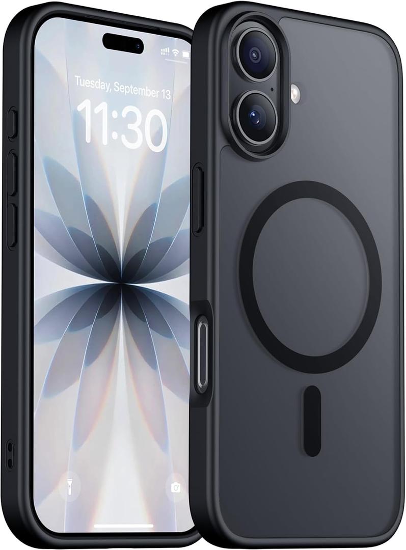 Red2Fire Designed for iPhone 17 Case Magnetic, (Compatible with MagSafe) (Military Grade Drop Protection) Translucent Matte Shockproof Phone Case for iPhone 17 6.3"-Black