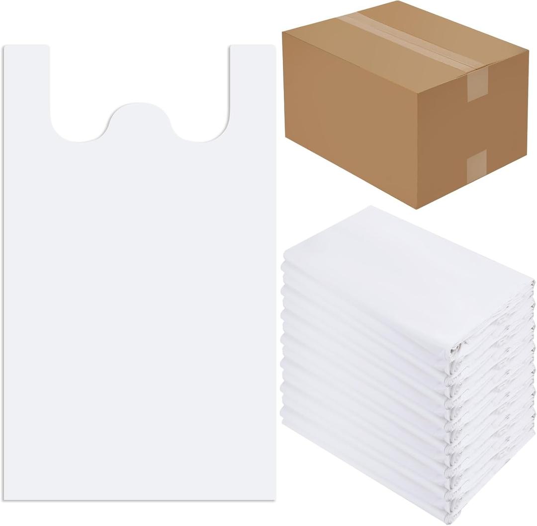 Kisston 260 Count Jumbo Size Plastic T Shirt Bags with Handles, 35 Mic, XX Large Plain Plastic T Shirt Grocery Bags, Thick and Heavy Duty (32" X 19",White)