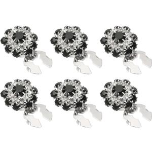 PATIKIL 6 Pcs Rhinestone Button Covers, 17.5mm 11/16" Decorative Buttons Clips Detachable Sewing Kit Replacement for Women Men DIY Crafts Holiday Decor Dress Accessories, Silver Black (17.5-21mm / 0.69-0.83 inch)