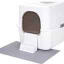 Cat Litter Box with Lid, Fully Enclosed Splash-Proof,Top Entry Cat Litter Box, Easy to Assemble and Installation (White, Small)