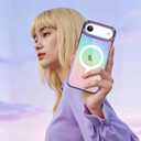 Bonoma for iPhone Air Case 2025 Magnetic Support for Magsafe Bling Laser Iridescent Florescent Crystal Camera Protector Shockproof Edge Cover -Purple