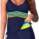 Tempt Me Two Piece Tankini Swimsuits for Women Tummy Control Bathing Suit with Shorts Athletic Swimwear, Size L