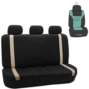 FH Group Car Seat Cover for Back Seat Beige Seat Cover Universal Fit Rear Seat Cover Split Bench Cosmopolitan Cloth Car Seat Protector for Dogs and Kids, Car Interior Accessories for SUV, Sedan & Van