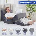 9PCS Wedge Pillow Set for After Surgery Recovery, Adjustable Memory Foam Neck Pillow,Foam Leg Pillow,Relieves Neck,Leg Pain,Sleep Apnea,Reading Pillow with Breathable Seersucker,Dark Grey