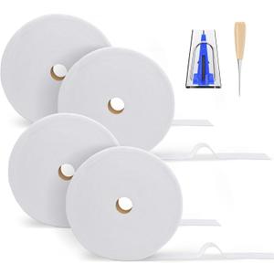4 Pcs Jelly Roll Batting Strips 2 1/4 Inch, Jelly Roll Fabric for Quilting Rugs Total 200 Yards Cotton Blend Quilt Batting with Sasher Tool Awl Tube Maker Ruler for Upholstery Sewing Projects