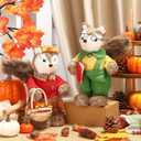 Namalu 2 Pack Fox Sisal Christmas Tabletop Decoration Sisal Figurine Christmas Table Centerpiece Decor Cute Handmade Woodland Animal Statue for Harvest Home Office Indoor Shelf Decor