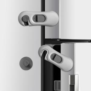 5-Pack Child Proof Refrigerator Lock with 3M Adhesive, Baby Child Safety Cabinet Locks, Kids Safety Fridge Locks for Oven Drawers Freezer Door Latches- Grey