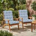 Outdoor High Back Patio Chair Cushions, Tufted Rocking Chair Cushions, Adirondack Cushions for Garden Porch Home Office Chairs Use, 44” x 22” x 4”, 2 Pack,Medallion Blue