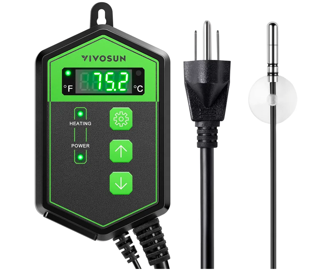 VIVOSUN Digital Heat Mat Thermostat Controller, 40–108 ºF 1000W for Reptiles, Seedlings, Germination, Incubation and Fermentation
