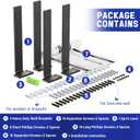 Goovilla Shelf Bracket, Heavy Duty Floating Shelf Brackets 12 inch Long, 4 Pack Brackets for Shelves, Black Coated Metal Wall Shelf Support Brackets with 1/5 Inch Thick and 160 lb. Load Capacity