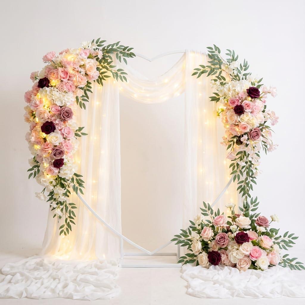 6.6 FT Heart Arch Stand, Balloon Arch Stand Kit with Base - Gold Heart Shaped Wedding Arch Frame for Proposal, Valentines Day Backdrop, Birthday, Baby Shower Decor (white), 5.51 in x 24.4 in x 3.94 in