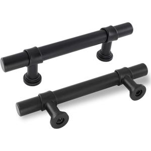 goldenwarm 3 inch Black Cabinet Pulls 25 Pack Kitchen Cabinet Handles Matte Black Drawer Pulls LST18BK76 Dresser Handles T Bar Hardware for Cupboards Bathroom