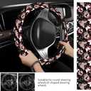 Steering Wheel Covers for Car, Truck, and SUV, Cute Non-Slip Breathable Elastic Steering Wheel, Car Accessories, Universal 15 Inch Leather Cover for Men Women Butterfly Hearts