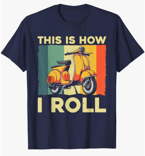Funny Scooter Design for Men Women Motor Motorcycle Lovers T-Shirt (Blue, L)