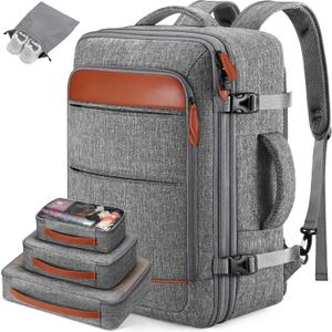 Bagsure Travel Backpack Carry On Backpack 42L Flight Approved, Expandable Laptop Backpack with Packing Cubes & Shoe Pocket, Water Resistant Luggage Backpack for Men Women, Large Backpack 20 * 14 * 7"