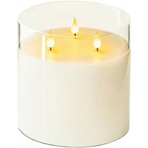 6X6'' Extra Large Flameless Candle 3 Wick Glass Large Candles with Remote Control for Home Decor
