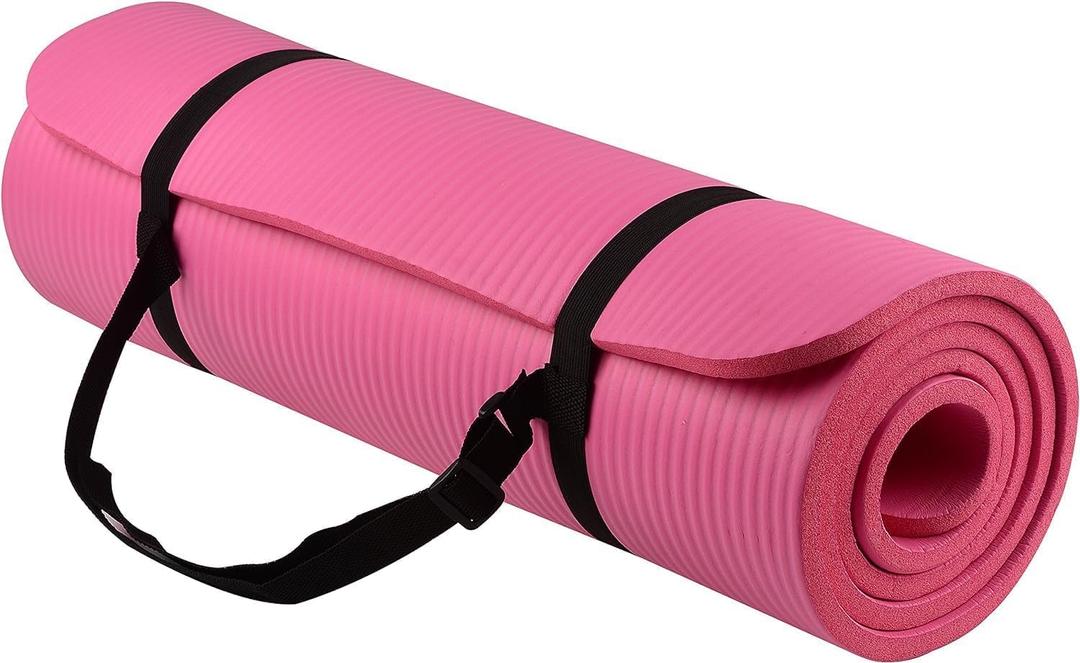 Fitvids 1/2-Inch Extra Thick High Density Anti-Tear Exercise Yoga Mat with Carrying Strap, Multiple Colors (Pink) Fitvids 1/2-Inch Extra Thick High Density Anti-Tear Exercise Yoga Mat with Carrying Strap, Multiple Colors (Pink)