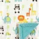 Luvable Friends Unisex Baby Plush Blanket with Sherpa Back, Neutral Animals, One Size
