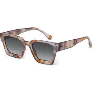 livho Rectangle Polarized Sunglasses Trendy for Women Men Retro Sun Glasses for Women Men 2025 Oversized UV Protection Shades (Amber Marble/ Black Gradient)