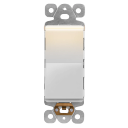 LIDER Lighted Decorator Switch, Residential Grade and UL Listed, Paddle Light Switch with Locator Light, Matte Finish Rocker Switch, Minimalist Design, 1-Pole, 3-Wire, 15A 120-277VAC, White, 2 Packs