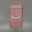 HuwaiH 360 Rotatable Magnetic Ring Stand for Google Pixel 9/9 Pro/10/10 Pro Case, Compatible with MagSafe, Military-Grade Shockproof, Anti-Scratch Matte Translucent Phone Case(Pink)