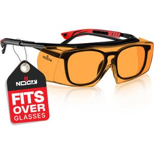 NoCry Blue Light Blocking Safety Glasses Over Eyeglasses with 100% UV Protection UV Light Protection with Anti-Fog & Anti-Scratch Lenses; ANSI Z87.1 Certified Adjustable Temples with Anti-Slip Tip