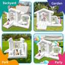 Inflatable White Bounce House with Ball Pit, Indoor & Outdoor White Bounce Castle with Blower, Boncy House for Kids 3-8 Ages, 113 X 102 X 79 Inches