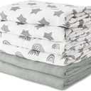 GLLQUEN BABY Receiving Blanket Boy Cotton Muslin Swaddle Blankets Girl Newborn Squares Breathable & Soft Thin Baby Blankets Cloths Double Absorbent Infant Swaddling Wrap - 6 Pack (Star)