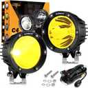 Auxbeam 4 Inch 72W Amber Fog Lights, 2PCS 7200LM LED Round Offroad Light Pods, Yellow Spot Beam Driving Off Road Work Light Bar with Wiring Harness Kit for Jeep Vehicle Pickup Trucks ATV UTV SUV