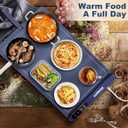 Food Warming Mat,Full Surface Graphene Heating Electric Warming Tray,6 Tempe-Settings & 1-6Hr Auto Shut-Off,Foldable Food Heating Mat,Food Warmer Trays for Chafing Dishes Navy Blue