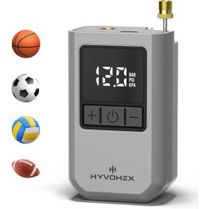 Ball Pump for Sports Balls, Portable Electric Basketball Pump Ultra Fast Inflation, with Digital LED Display Air Pump for Balls, Preset Pressure with Ball Needle for Soccer, Volleyball (Grey)