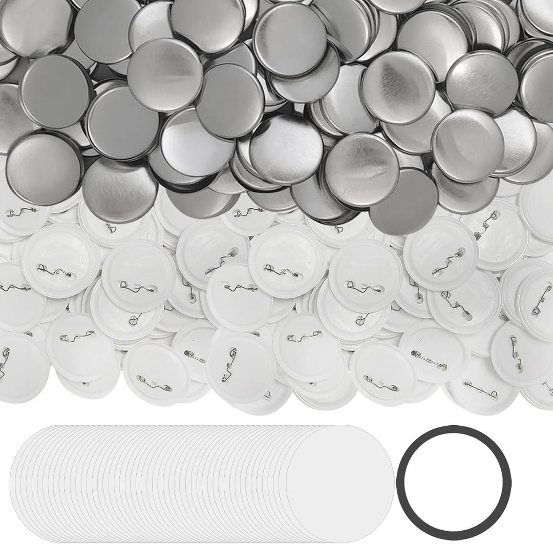 100 Sets 3 inch / 75mm Button Maker Supplies, Buttons Supplies for Custom Buttons & Badges, Metal Covers, Plastic Backs& Clear Film for Button Maker Machine, Badge Button Press