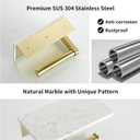 BWE Brushed Gold Toilet Paper Holder with Marble Shelf, Toilet Paper Roll Holder Wall Mounted, Toilet Paper Roll Holder with Phone Shelf 304 Stainless Steel Tissue Holder for Bathroom Washroom