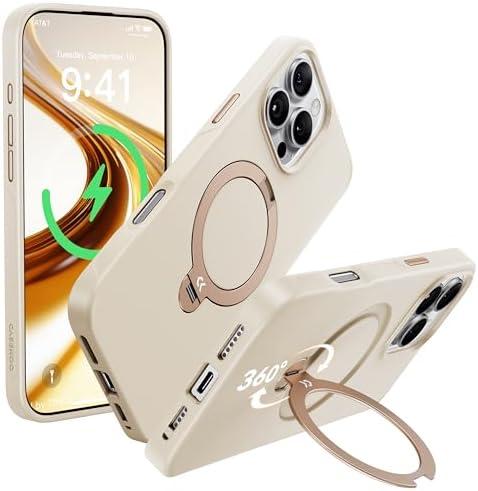 CASEKOO Ivory White Designed for iPhone 16 Pro Case with Spin Magnetic Stand [16FT Military Protection] [Non-Slip Edge] [Fit for MagSafe] Shockproof for iPhone 16 Pro case with Stand 6.3''